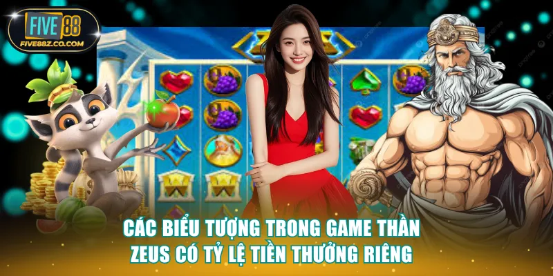 Các biểu tượng trong game Thần Zeus có tỷ lệ tiền thưởng riêng